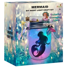 Make Your Own Mermaid Toy Night Light Lantern Jar Arts & Crafts For Girls, DIY Mermaid Gifts For Girls Ages 4 5 6-8 8-10 8-12 & Teens. Best Little Mermaid Craft Kit Projects & Kids Birthday Present