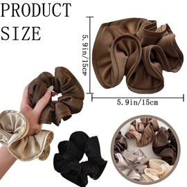6 PCS Oversized Scrunchies for Women Thick Hair Large Cute Satin Hair Scrunchies Retro Soft Hair Ties Extra Large Scrunchy Elastic Hair Bands Jumbo Ponytail Holders Hair Accessories for Women Girls