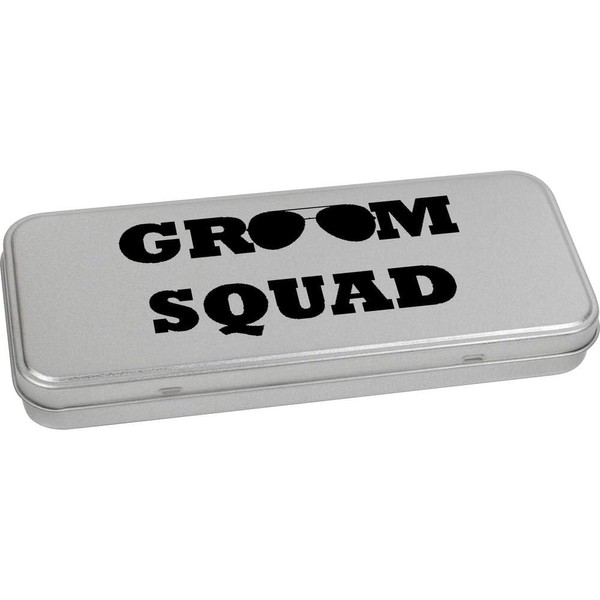 Azeeda 'Groom Squad' Metal Hinged Stationery Tin/Storage Box (TT00234985)