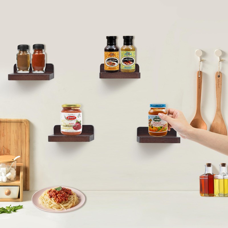 PHOENANCEE Small Floating Shelves for Wall, Set of 8, Wooden