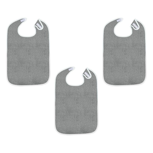 predolo 3 Pieces Adult Terry Bibs,Clothing Protectors Reusable,Machine Washable,Large Adult