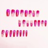 Uñas postizas acrílicas largas de acrílico rosa fucsia elegantes con
