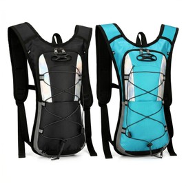 Sadnyy 2 Pcs Hydration Backpack Hiking Water Backpack for 2l Waterbag(Waterbag Not Included), Reflective Lightweight Cycling Daypack with Helmet Net Bag for Biking, Running, Skiing (Lake Blue, Black)