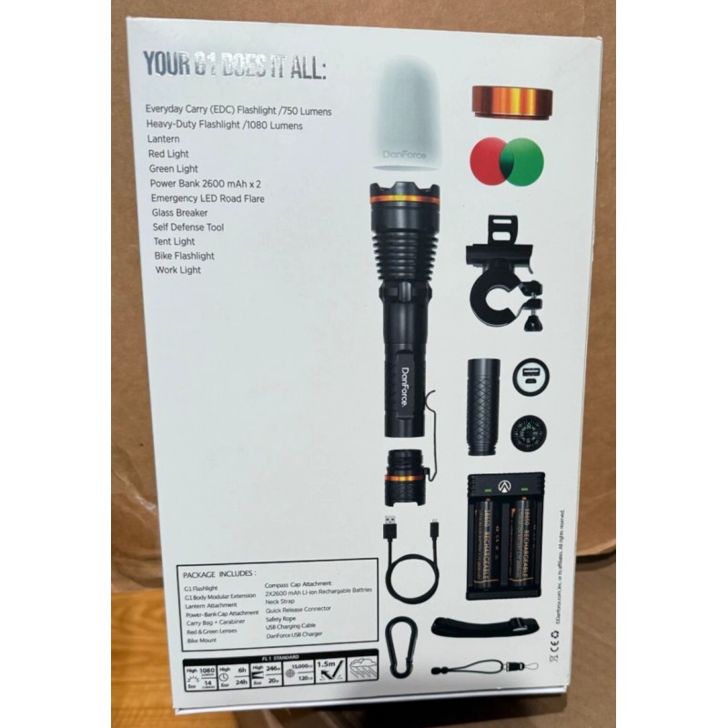 DanForce G1 All-in-one USB Rechargeable Modular Lighting System Flashlight -