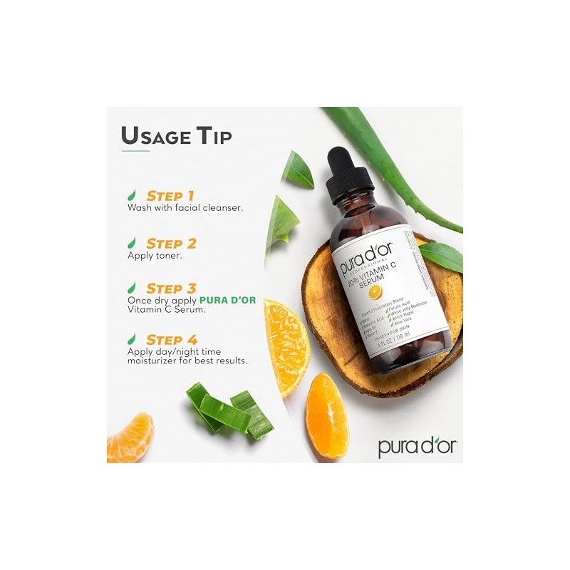 Pura D'or Vitamin C Serum, 4 Ounce