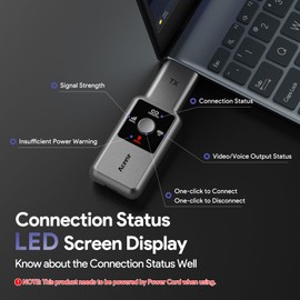 1080P@60Hz Wireless HDMI Transmitter and Receiver, Wireless HDMI Sender Extender with LCD Screen, 2.4G/5.8G Low Latency &165ft Range & 2 Modes, for PC/Laptop/DV/HDTV/TV Box (No Need App/Bluetooth)