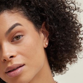 THE PEARL SOURCE 14K Gold 7-8mm AAAA Quality Round Peach Freshwater Cultured Pearl Stud Earrings for Women