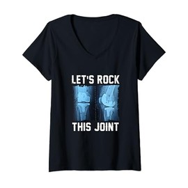 Womens Let Rock This Joint Knee Replacement Surgery Knee Recovery V-Neck T-Shirt