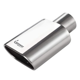Upower - Punta de escape cuadrada de 2.5 pulgadas, entrada de 3 x 5.5 pulgadas, salida de 9 pulgadas de largo, acero inoxidable chapado en cromo pulido, tubo diesel