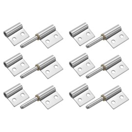 sourcing map 6Pcs 2" x 1-1/2" (LxW) 304 Stainless Steel Weldable Hinges with Pre-Punched Lift Off Hinge Flag Hinges Detachable Door Hinges for Metal Gate Swing Door Trailer Ramp, Silver