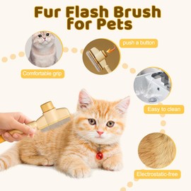 Self-Cleaning Flea Comb for Cats & Dogs - Grooming Comb for Removing Fleas, Hair and Knots, Grooming Brush with One Button Cleaning, Ideal for Pet Grooming (Green)