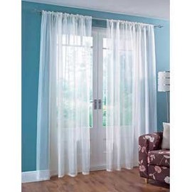 Woven Voile Slotted Panel. Buy One Panel Get One Free. Finished in White. 58 wide x 81 Drop by The Textile House