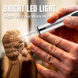 Breeze Touch USB Rechargeable Engraving Pen Engraver, Mini Cordless Rotary Tool with 40 Drill Bits, Saw & Polish Set, Portable DIY Hand Drill for Jewelry Making, Metal Wood Stone Plastic Glass, Gray