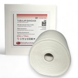 DE Healthcare Products - Elastic Tubular Bandage 100% Cotton Jersey Tube Bandage 20 m x 10 cm for Head, Leg & Armpit Bandages, Seamless Knitted Tubular Bandage Size 4