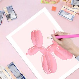 Vexilon 4 Pcs Diamond Art Kits, Pink Bow Diamond Painting Kits for Adults Kids Beginner, DIY 5D Round Drill Diamond Painting for Home Wall Decor Gift 10X11.8inch