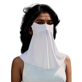xbuk Traceless Sunscreen Mask，Summer Thin Breathable UV Face Protection Sun Mask，Face Cover with Ear Loops Scarf for Women (Silk Blend, White)