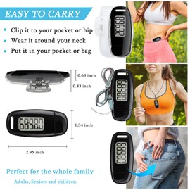 3D Walking Pedometer with Clip, Easy Activity Fitness Tracker for Walking without App, Accurate Pedometer with Large LCD Display, Track Steps for Women, Men, Children (Black)