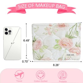 Sunwel Fashion Cute Cosmetic Bag for Women Girls, Floral Coquette Aesthetic Make Up Bags, white/pink, Coquette