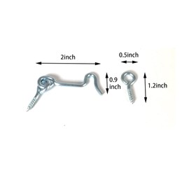 suntopmall Cabin Hook Eye 10 Pcs Size 1.5" 2" 2.5" Door Swivel Window Door Hook with Mounting Screws Privacy Gate Eye Latch (2‘’ 10Pcs)