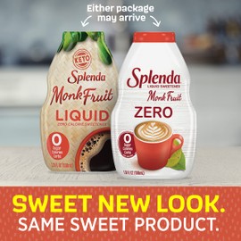 SPLENDA MONK FRUIT LIQUID, Zero Calorie Sweetener Drops, 3.38 Fl Oz Bottle (Pack of 1)