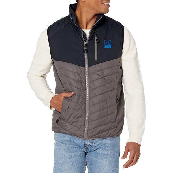 HUK Men's Standard ICON X Puffy Wind & Water Resistant Vest, Iron, Small