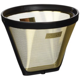 cilio Gold Kaffeefilter Größe 2 | Höhe: 8 cm, Ø: 10,5 cm | 24 Karat vergoldet | für Kaffeemaschinen geeignet | wiederverwendbare Kaffeefilter | Permanentfilter | Dauerkaffeefilter Größe 2