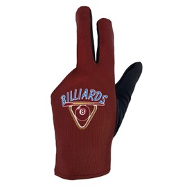 Verri Guante de Billar para Mano Izquierda con Dorso Estampado en Color Rojo para Mejorar la Práctica Deportiva de Billar, Pool o Carambola