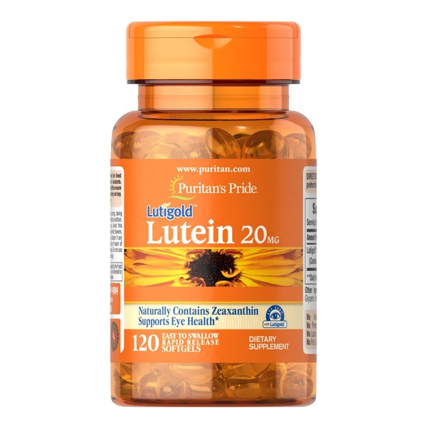 Puritan's Pride Lutein 20 mg with Zeaxanthin Softgels, Supports Eye Health, 120 Count