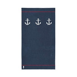 Seahorse Beach Towel Cotton Larboard Navy 100 x 180 cm