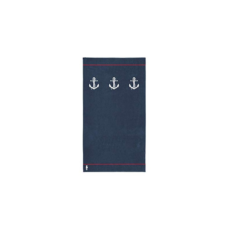 Seahorse Beach Towel Cotton Larboard Navy 100 x 180 cm