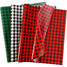 SANNIX 100 Sheets Christmas Tissue Paper, Red Green White Black Buffalo Plaid Gift Wrapping Tissue Paper for Holiday Christmas Gift Bags Wrapping DIY Crafts Xmas Party Decoration 19.7 ×13.8 Inch