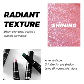 Pink Shimmer Eyeshadow Stick, Metallic Cream Eye Shadow Pen, Pearlescent Glitter Eyeshadows Pencil Crayon Brighten Waterproof Long Lasting High Pigmented Eyeshadow Sticks for Artistic Eyes Makeup