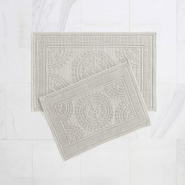 Jean Pierre New York Cotton StoneWash Medallion 17x24/20x32 in. 2-Piece Bath Rug Set, Gray