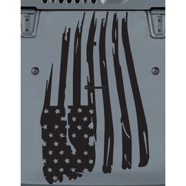 Tower Decals American Flag Hood Vinyl Graphic Decal Fits Jeep Wrangler TJ LJ YJ Gloss Black 0197