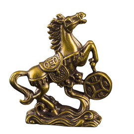 STOBOK Home Decor Brass Chinese Zodiac Horse Statue Feng Shui Horse Figurine Sculpture Wealth Prosperity Figurines Collectibles Table Decoration for Keychain Jewelry Home Decoration