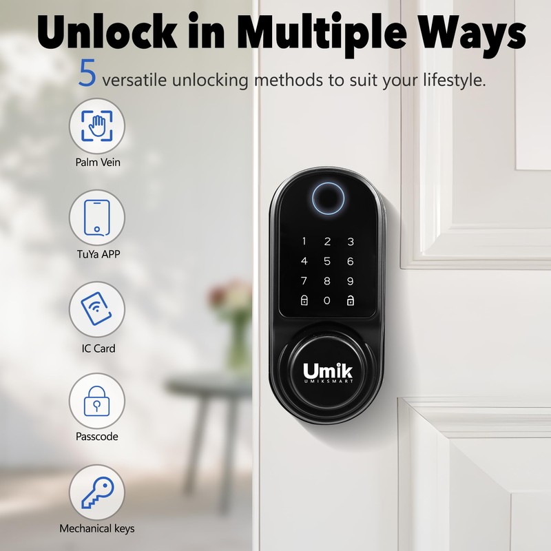 UMIK UMIKSMART Smart Door Lock with Palm Vein, 5 in