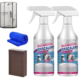 KXC Spray, Stubborn Stains Cleaner，Multipurpose Bathroom Foam Cleaner, New Bathroom Descaler Cleaner, Powerful Descaling Cleaning Agent for Bathtub Glass（2pcs）