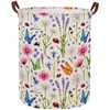 Essme Kids Laundry Basket,Flower Hamper Collapsible Canvas Waterproof Storage Bin