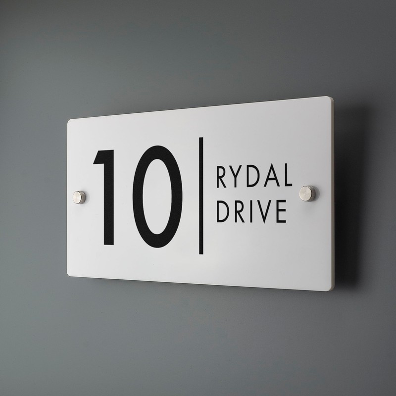 Matt White Address House Sign - 297mm x 148mm Contemporary