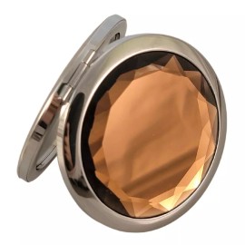 No Brand Compact Carmel Brown Faceted Crystal Travel Mirror - New!