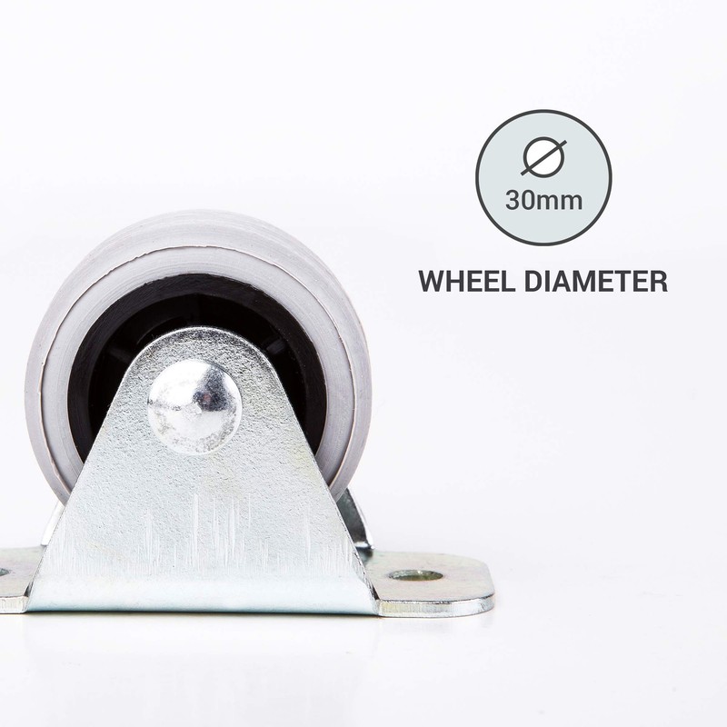 (Pack of 8) 30 mm Rubber Wheel Plastic Twin Castors