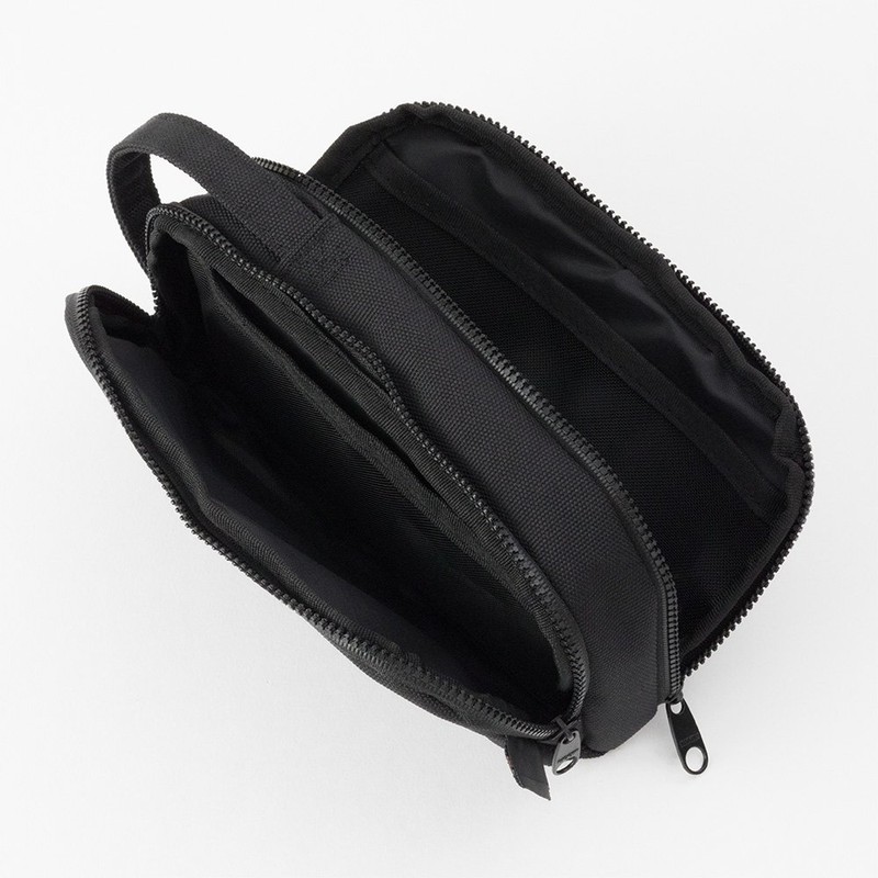 Midori 41784006 Pencil Case, 2-Way Pouch, Pen Pouch, Cordura, Black