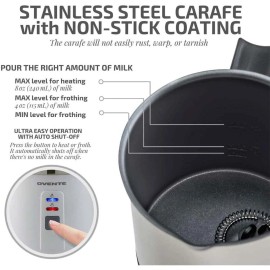 Electric Stainless Steel Milk Frother and Steamer, Portable Non Stick, White