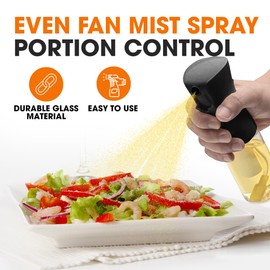 Cheer Collection Glass Oil Sprayer Set of 2 –300ml Olive Oil Sprayer Bottles for Cooking, Refillable Oil Mister & Dispenser, Black Olive Oil Spray Bottle for Food Prep