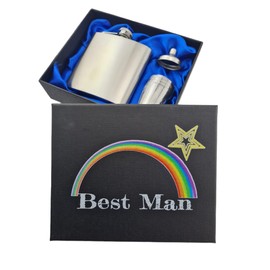 Best Man Gift Box Hip Flask Set (hipbox-Bestman)