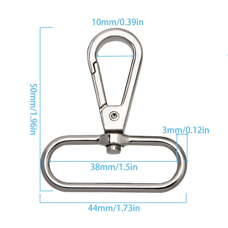 Rotating Carabiner, Pack of 20 Carabiner Hook Key Chains, 38