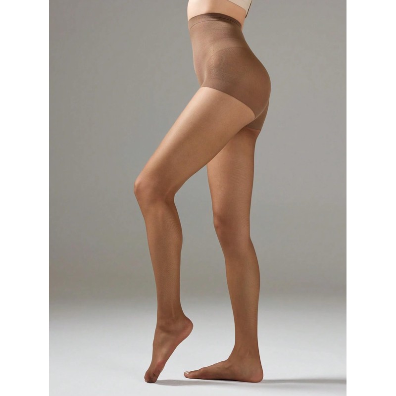 Malustar 3 Pairs 10 Denier Sheer Tights (Tan, XL)