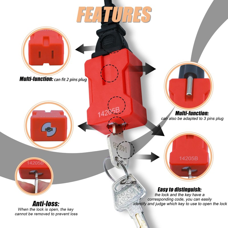 AuRandoo 4PCS Plug Lock Electrical Cord Plug Lockout Device Plug