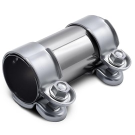 Double Clamp Exhaust Clamp Diameter 55 mm x 95 mm Stainless Steel Pipe Connector Exhaust Clamp Universal Corrosion Resistant Exhaust Pipe Clamp for Exhaust Pipe with 55 mm Diameter