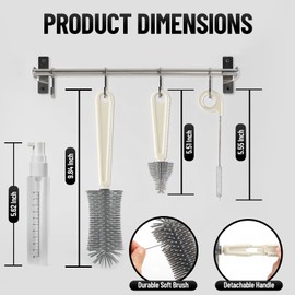 Mombasics Portable Baby Bottle Cleaning Kit – 6-in-1 Travel Bottle Brush Set with Drying Rack, Nipple Brush, Straw Brush, Soap Dispenser & Storage Box – Essential Baby Bottle Cleaner for Home & Travel